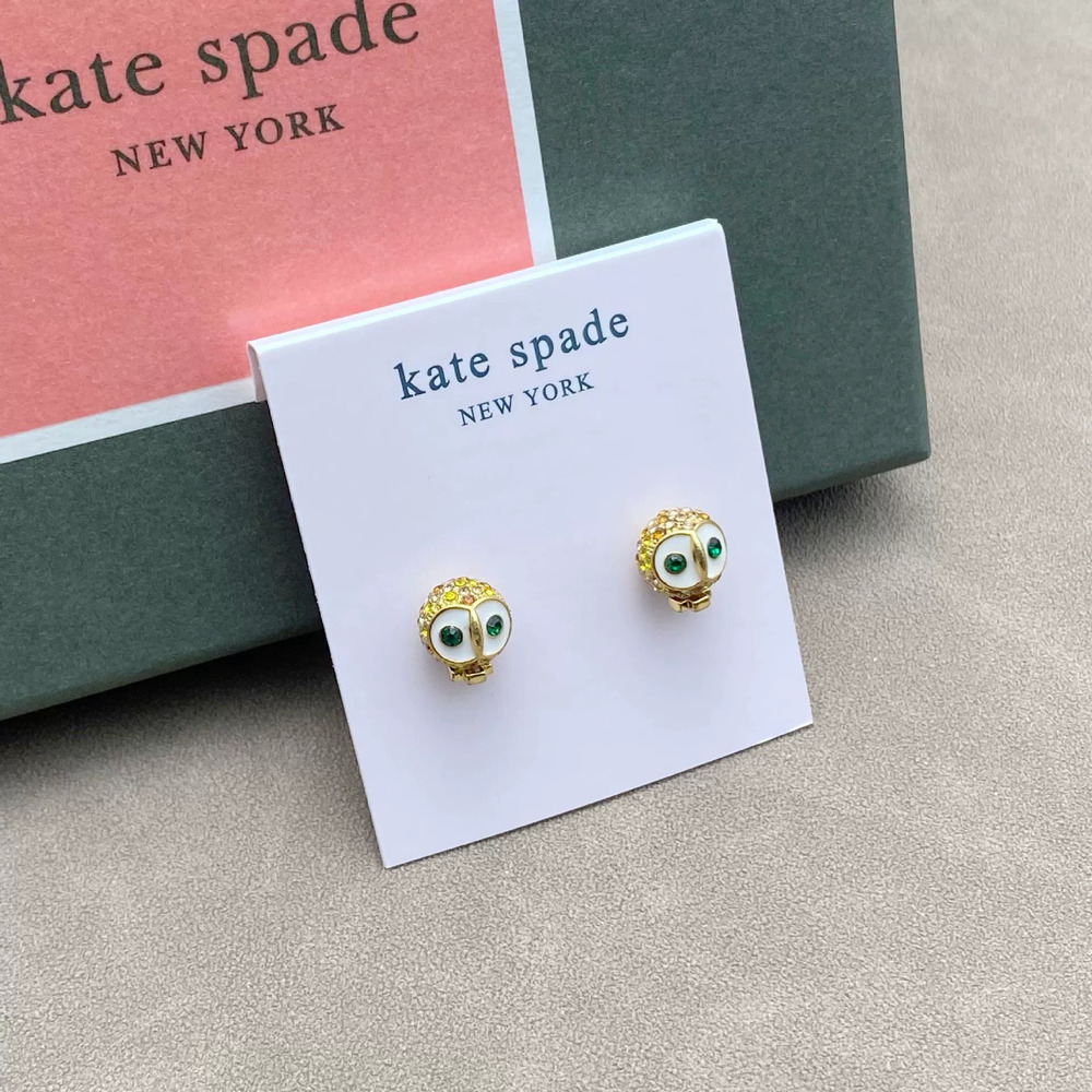 kate spade Trendy Owl Earrings Enamel Hand Painted Colorful Diamond